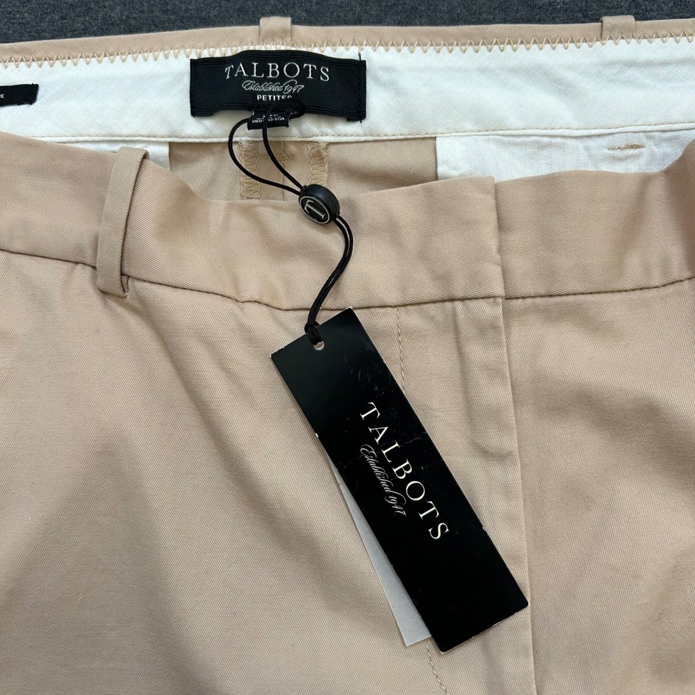 Talbots Petites Signature Pants Women 12P Beige Cropped Stretch NWT - Picture 6 of 16